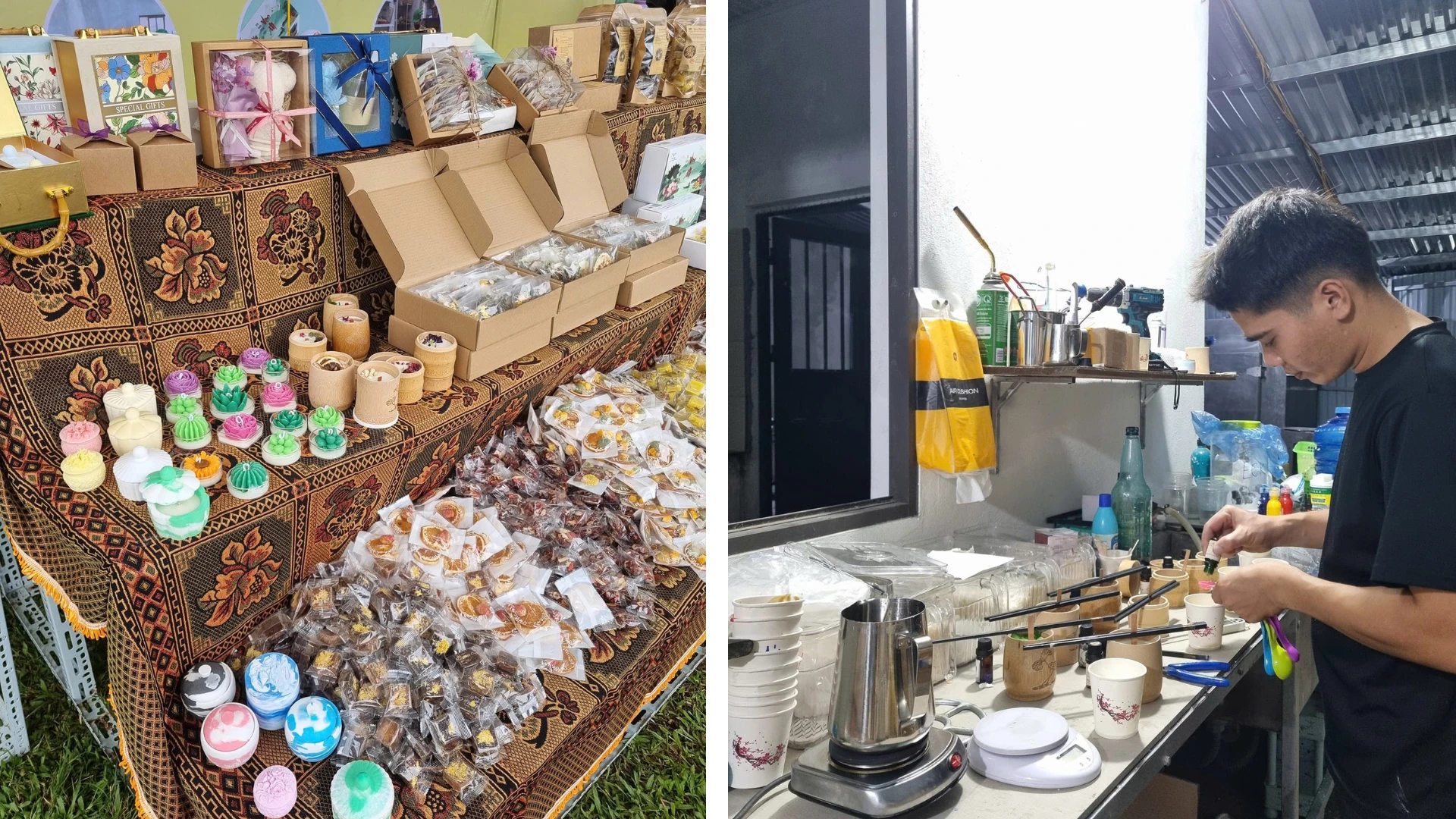 Các sản phẩm nến thơm của Hợp tác xã Nông lâm nghiệp Vạn An (huyện Văn Bàn).