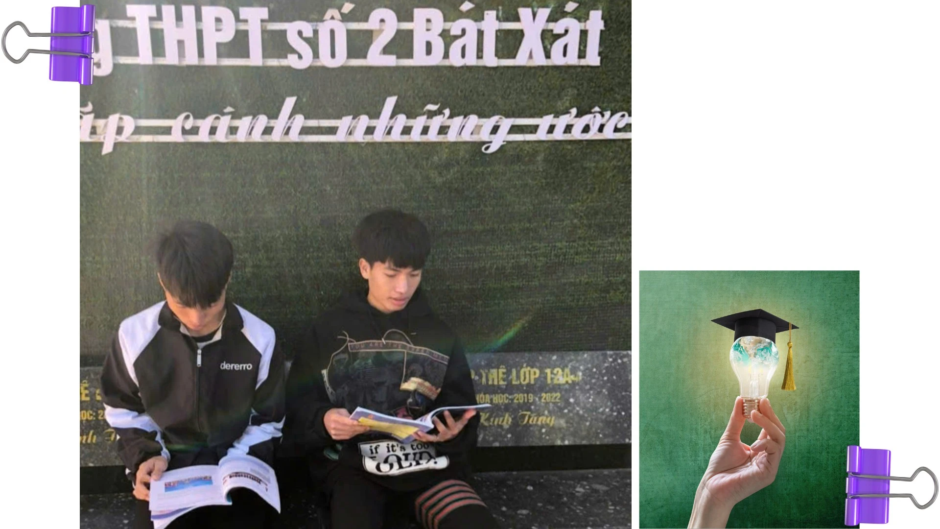 Học sinh đọc sách trong giờ ra chơi.