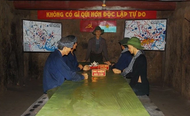 Phòng họp Bộ tư lệnh Quân Khu Sài Gòn - Chợ Lớn - Gia Định. (Ảnh: Khu Di tích lịch sử địa đạo Củ Chi)