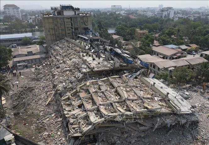 Cảnh đổ nát sau trận động đất tại Mandalay, Myanmar, ngày 1/4/2025.