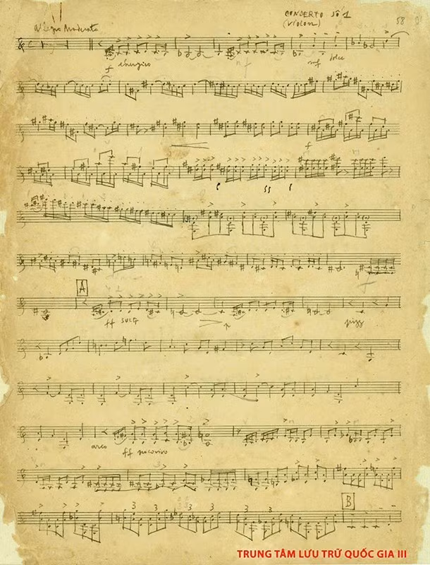Bản thảo của nhạc sĩ Hoàng Vân được lưu giữ tại Trung tâm Lưu trữ Quốc gia 3.