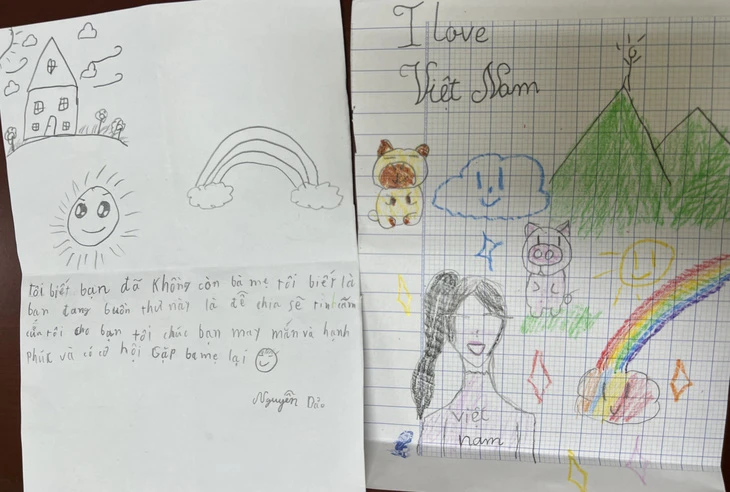 Bức thư của em Nguyễn Bảo chia sẻ với các bạn vùng bão lũ.