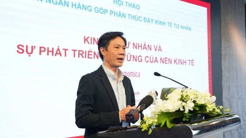 Tiến sĩ Lê Duy Bình trình bày tham luận tại hội thảo.