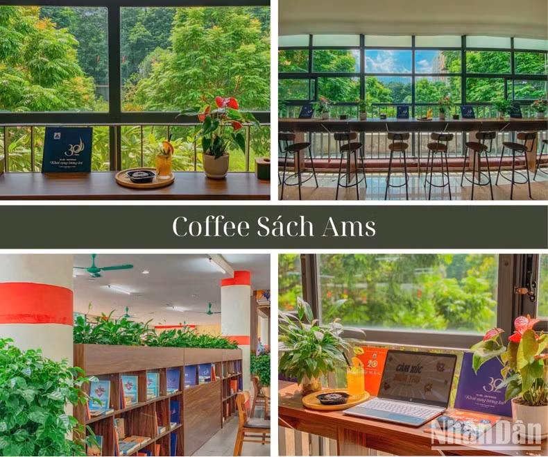 Không gian “Cafe sách Ams” rất “chill”, tạo cảm hứng rất lớn cho các em học sinh mỗi khi đến đọc sách.