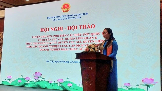Phạm Thị Kim Oanh, Phó Cục trưởng Cục Bản quyền tác giả phát biểu tại Hội nghị - Hội thảo.
