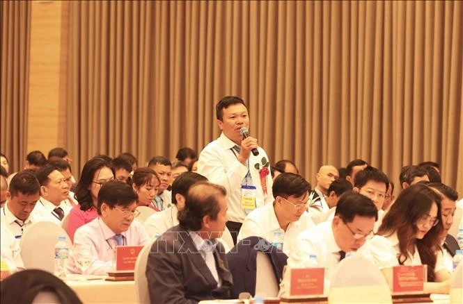 Ông Nguyễn Trí Bính, Hội viên Hội Nông dân tỉnh Quảng Ninh phát biểu tại Diễn đàn Nông dân Quốc gia lần thứ 9, năm 2024.