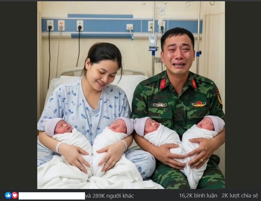 Bức ảnh viral trên Facebook do AI tạo ra. Ảnh chụp màn hình.