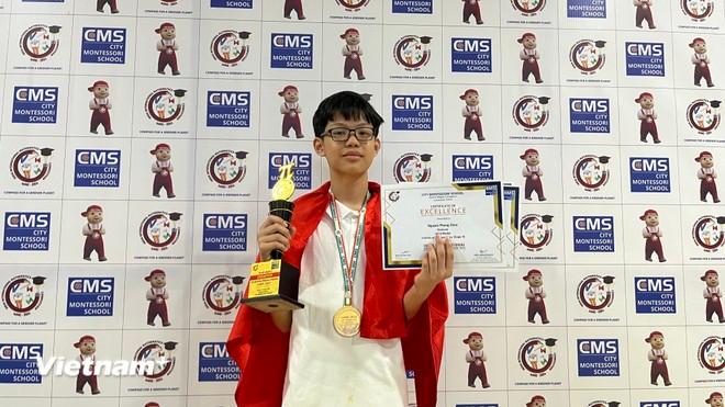 Bạn Nguyễn Phong Châu - THCS Newton 5, Hà Nội, đạt thành tích xuất sắc năm nay. Bạn Nguyễn Phong Châu - THCS Newton 5, Hà Nội, đạt thành tích xuất sắc năm nay.