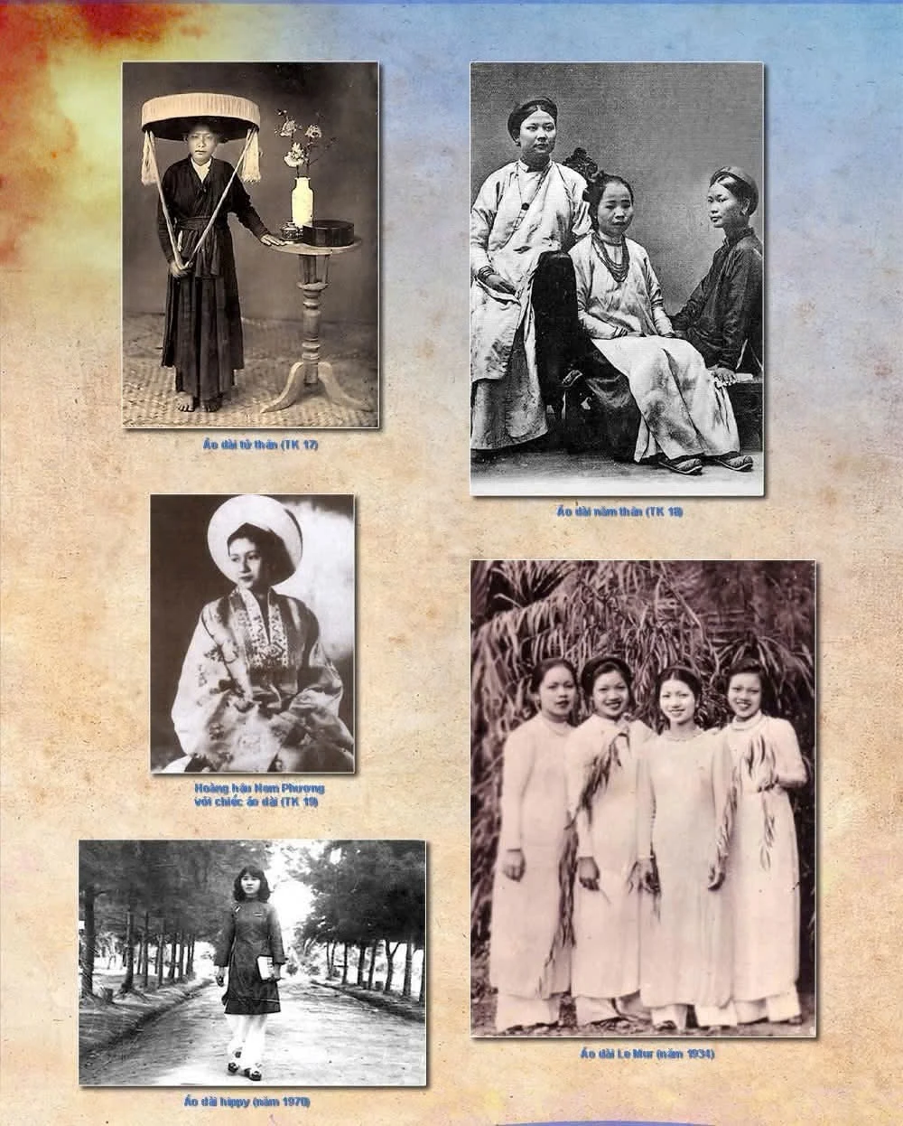 Người phụ nữ Việt Nam trong tà áo dài qua các thời kỳ lịch sử.