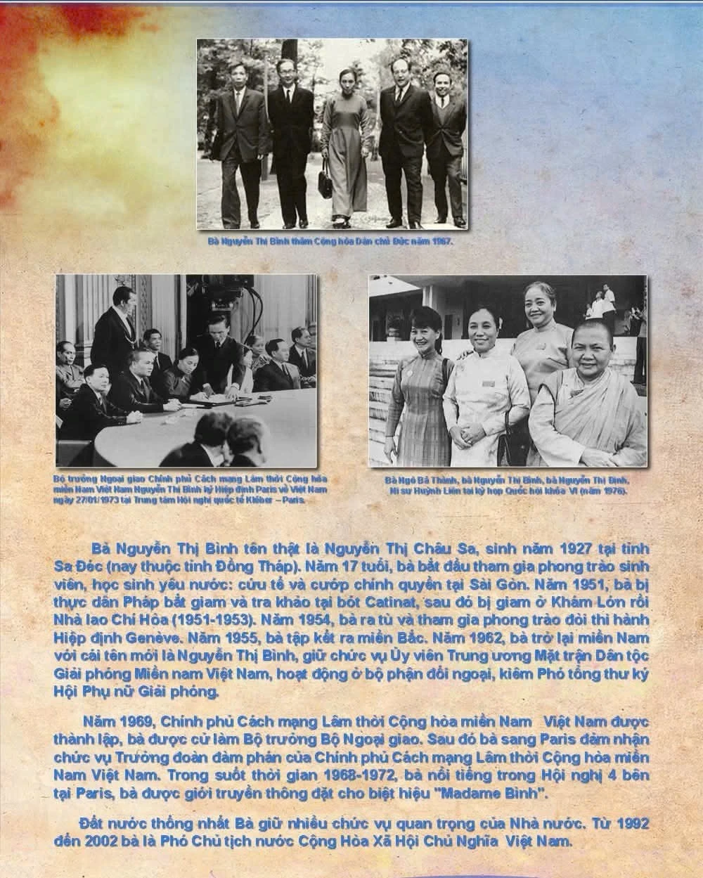 Câu chuyện về bà Nguyễn Thị Bình được kể tại triển lãm.