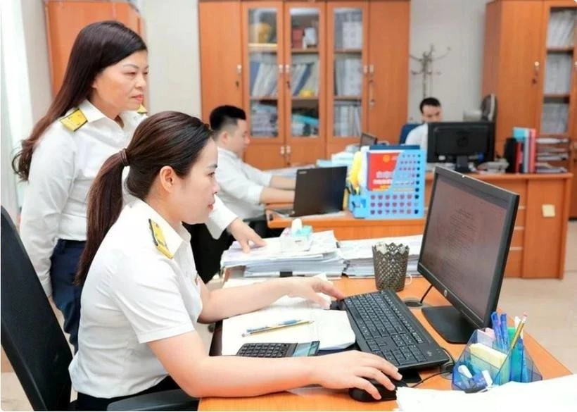 Cán bộ, công chức thuế rà soát, chuẩn hóa dữ liệu mã số thuế.