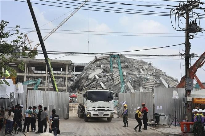 Hiện trường vụ sập tòa nhà tại Bangkok, Thái Lan, do ảnh hưởng của trận động đất ở Myanmar.
