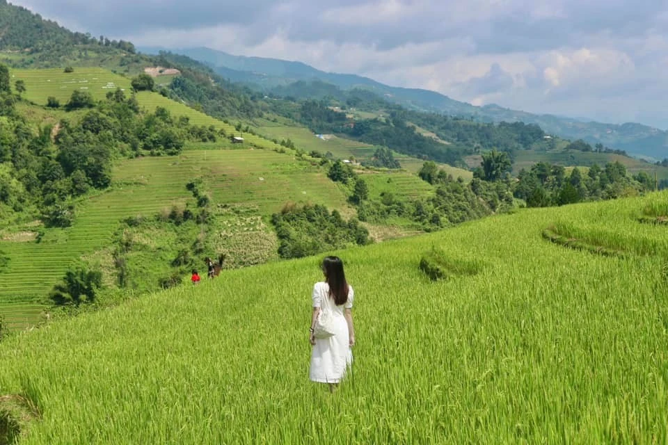 Du khách hòa mình vào bức tranh thiên nhiên tuyệt đẹp.