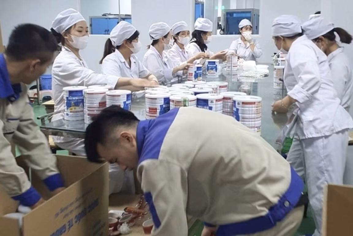 Lô sữa giả bị phát hiện đang được đóng gói.