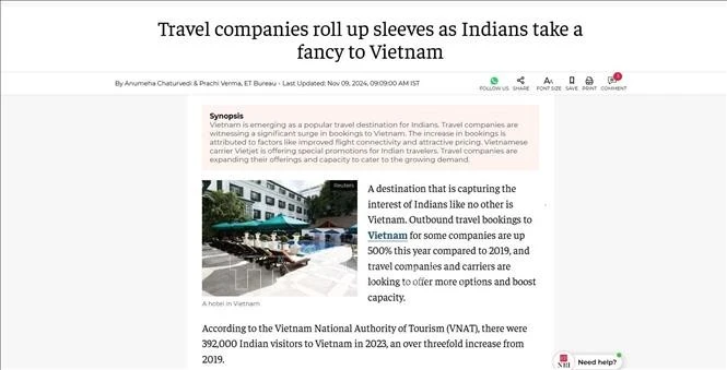 Bài viết trên trang economictimes. Ảnh chụp màn hình.