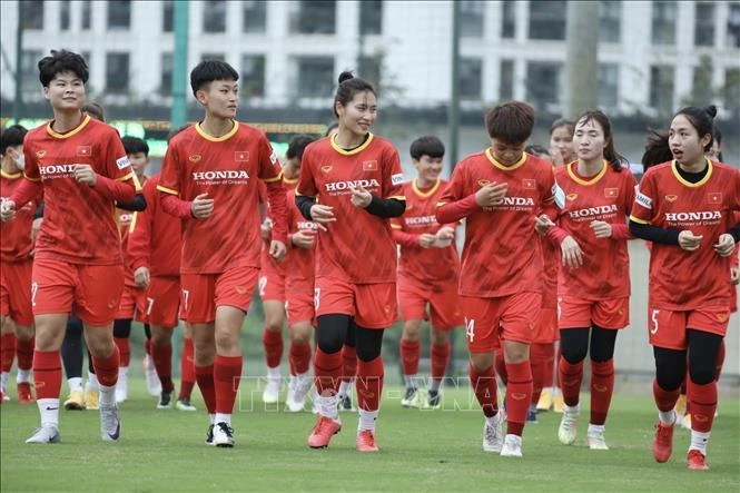 Các cầu thủ nữ Việt Nam.