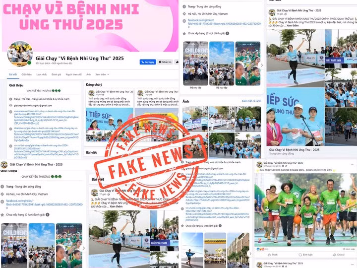 Fanpage giả mạo xuất hiện nhiều hình ảnh của nhân viên y tế tham gia giải chạy nhằm mục đích lừa đảo.