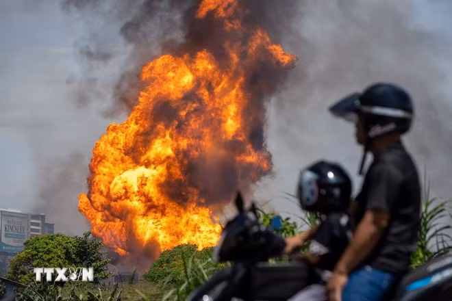 Hiện trường vụ nổ đường ống dẫn khí tại bang Selangor, Malaysia ngày 1/4/2025.