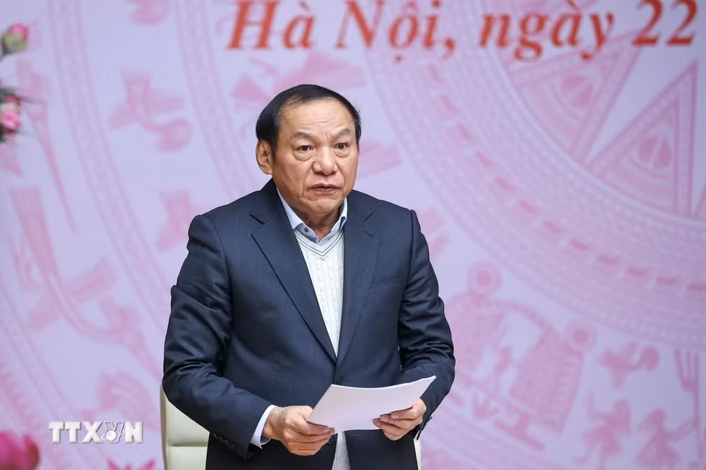 Bộ trưởng Bộ Văn hóa, Thể thao và Du lịch Nguyễn Văn Hùng phát biểu.