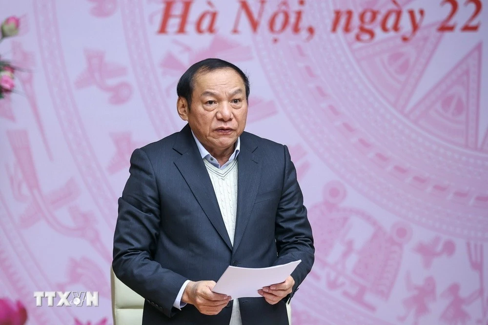 Bộ trưởng Bộ Văn hóa, Thể thao và Du lịch Nguyễn Văn Hùng phát biểu.