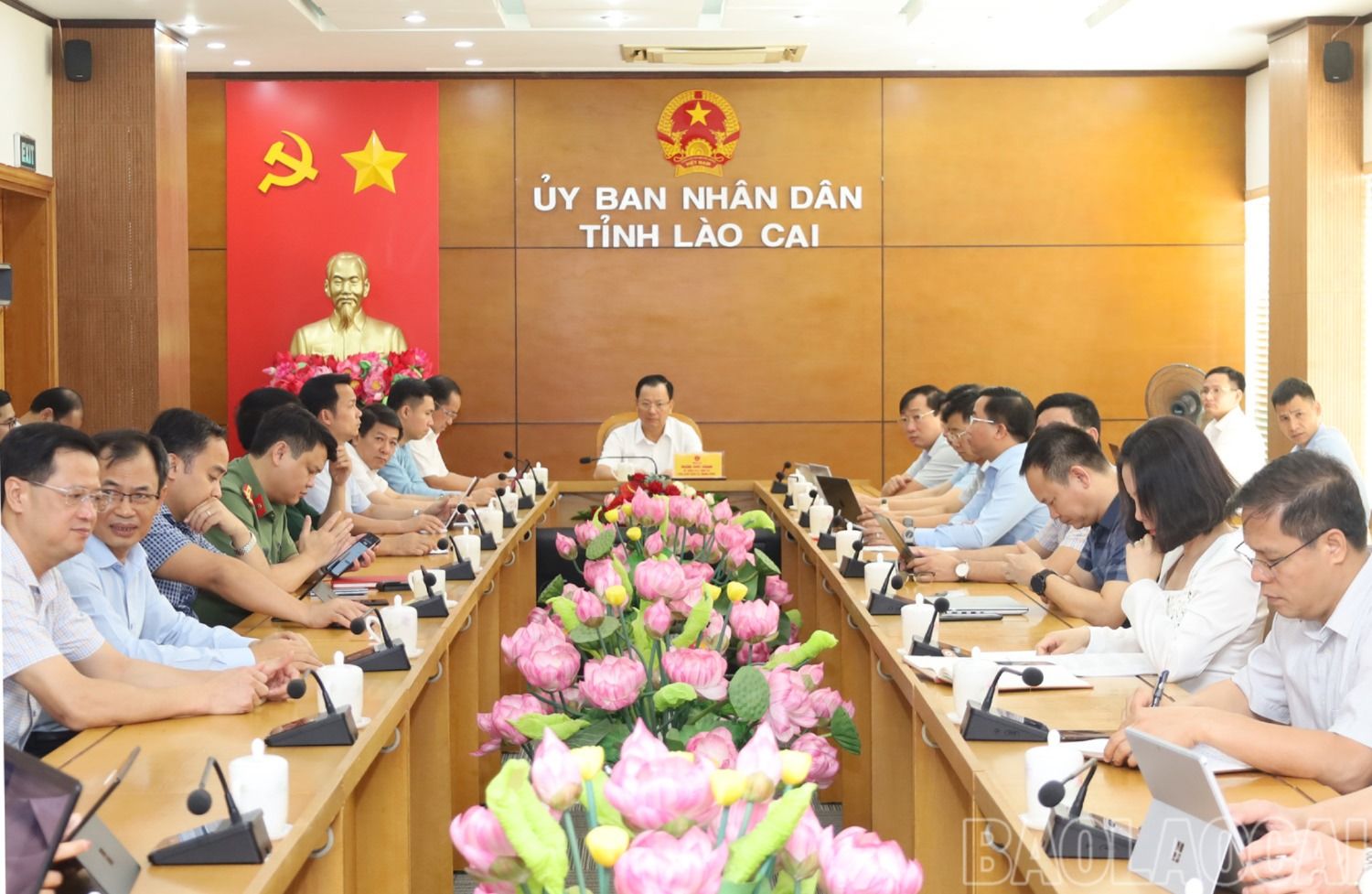 Quang cảnh hội nghị tại điểm cầu tỉnh Lào Cai. a.jpg