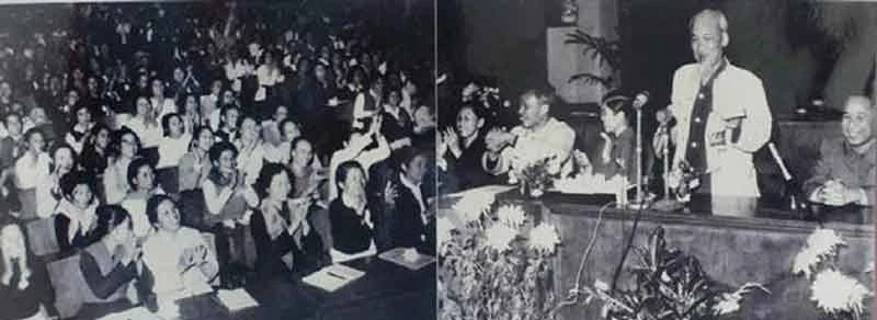 Chủ tịch Hồ Chí Minh phát biểu tại Đại hội những người xuất sắc trong phong trào “Ba đảm đang” của phụ nữ Thủ đô (ngày 2-12-1965). Ảnh tư liệu Ngày 2-12-1975: Ngày thành lập Nước Cộng hòa Dân chủ nhân dân Lào