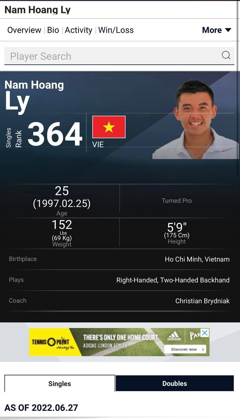 Lý Hoàng Nam thiết lập cột mốc mới cho quần vợt Việt Nam