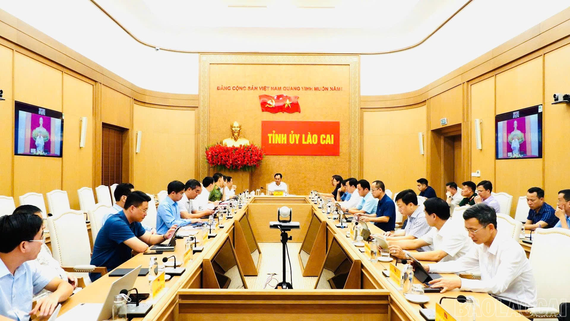 Quang cảnh hội nghị tại điểm cầu tỉnh Lào Cai. baolaocai-br_z7118314139986-422e922121cbe76e87b30deba943b782.jpg