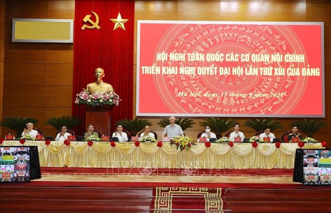Tổng Bí thư Nguyễn Phú Trọng dự Hội nghị toàn quốc các cơ quan nội chính ảnh 1 Chú thích ảnh
