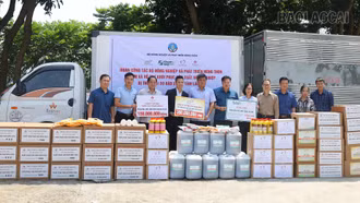 Trung tâm Khuyến nông quốc gia hỗ trợ ngành nông nghiệp Lào Cai 5.985 lít hóa chất để khắc phục sau bão lũ