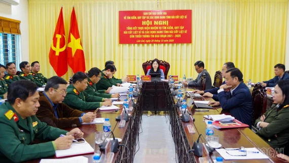 Quang cảnh hội nghị tại điểm cầu tỉnh Lào Cai.