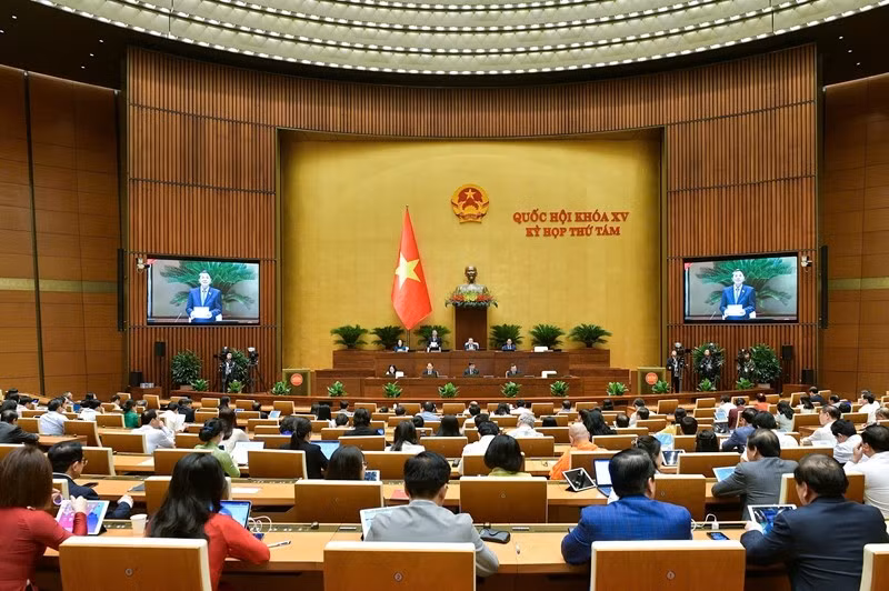 Sáng 28/10, Quốc hội làm việc tại hội trường. Ảnh: QH
