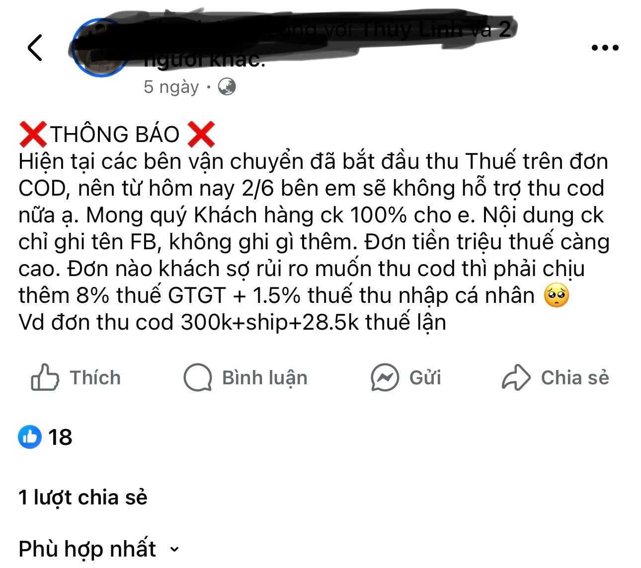 Thông báo của người bán hàng online khiến người tiêu dùng lo ngại. img-1878.jpg