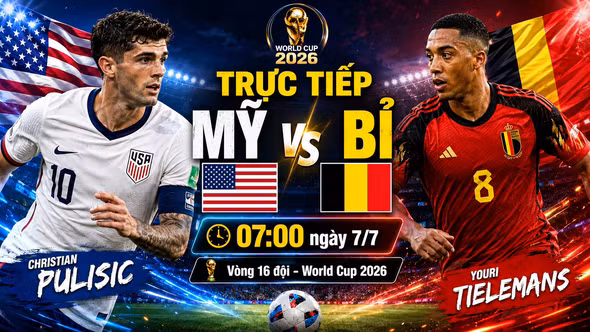 TRỰC TIẾP bóng đá Mỹ vs Bỉ (07h00 ngày 7/7): Pulisic đối đầu Tielemans