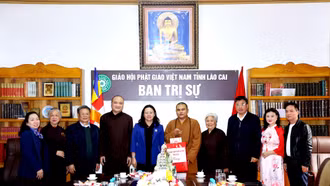 Phó Bí thư Tỉnh ủy Giàng Thị Dung chúc Tết tại chùa Tân Bảo