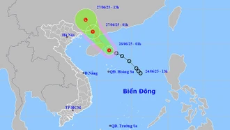 Thời tiết ngày 26/6: Áp thấp nhiệt đới trên Biển Đông gây mưa lớn diện rộng