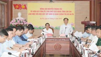 Các đồng chí lãnh đạo tỉnh làm việc với một số địa phương về công tác sắp xếp đơn vị hành chính cấp xã