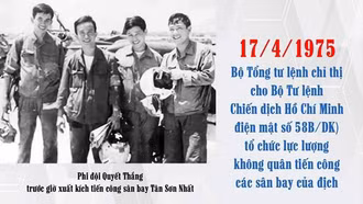Ngày 17/4/1975: Ðại tướng Võ Nguyên Giáp điện cho Bộ Chỉ huy chiến dịch Hồ Chí Minh nêu rõ về nhiệm vụ đánh phá các sân bay của địch