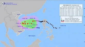 Bão số 6 cách quần đảo Hoàng Sa khoảng 230km, mưa to từ Quảng Trị đến Quảng Ngãi