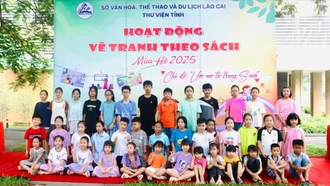 Gần 50 học sinh tham gia hoạt động “Vẽ tranh theo sách” với chủ đề “Ước mơ từ trang sách”