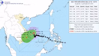 Bão số 15 di chuyển chậm và có xu hướng suy yếu dần
