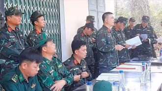 Bộ CHQS tỉnh Lào Cai triển khai nhiệm vụ diễn tập Chỉ huy - cơ quan 1 bên 1 cấp có một phần thực binh bắn chiến đấu