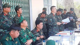 Bộ CHQS tỉnh Lào Cai triển khai nhiệm vụ diễn tập Chỉ huy - cơ quan 1 bên 1 cấp có một phần thực binh bắn chiến đấu