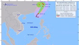 Bão số 2 gây gió giật cấp 15 trên khu vực Bắc Biển Đông