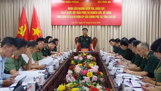 Kiểm tra, khảo sát về công tác phối hợp thực hiện nhiệm vụ quốc phòng, an ninh