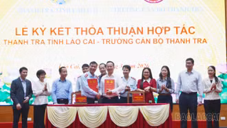 Thanh tra tỉnh Lào Cai và Trường Cán bộ Thanh tra ký thỏa thuận hợp tác