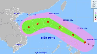 Bão Man-yi mạnh lên thành siêu bão, gió giật trên cấp 17