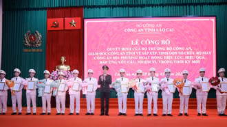 Công an tỉnh Lào Cai tổ chức lễ công bố các quyết định về sắp xếp, tinh gọn bộ máy theo mô hình mới