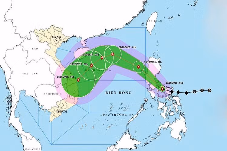 Vị trí và đường đi của bão số 12. Ảnh: thoitietvietnam