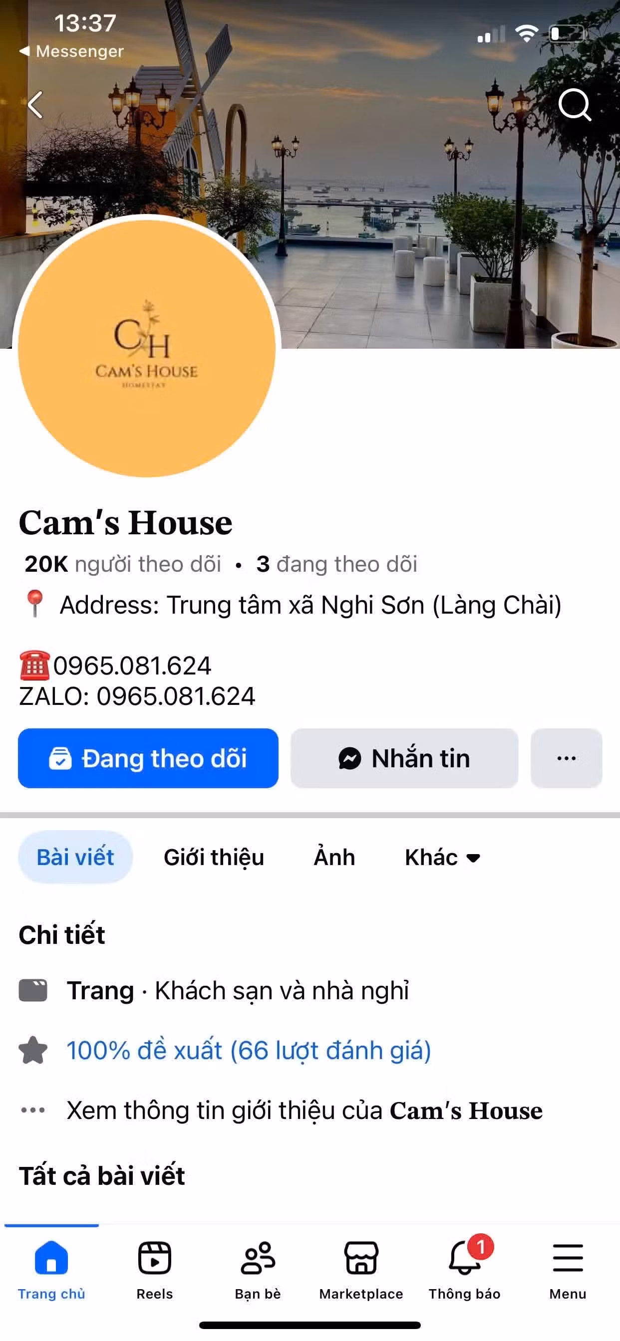 Trang fanpage giả mạo Cam's House.